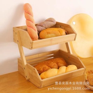<b>Kitchen</b> Vegetable Storage Rack 3 Tier Bamboo Drain Rack For Desktop Food Organization Eco Friendly Multi Layer Cabinet - Product Image 4