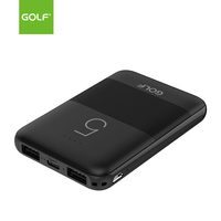 Regalo promocional Cargador de teléfono móvil Puertos USB duales LED Mini banco de energía portátil 5000mAh Tamaño Delgado