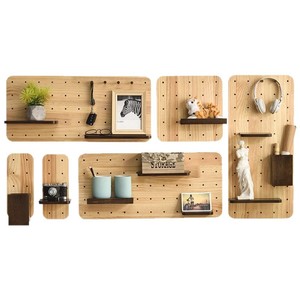 Nordic Solid Wood Pegboard Wall <b>Shelf</b> Rectangle Flexible Storage Kitchen Bathroom Organization - Product Image 5