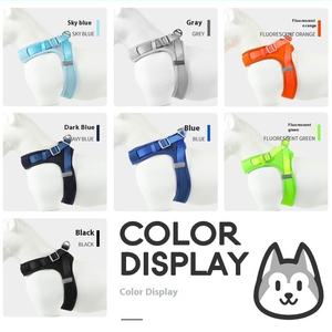 형광 통기성 조끼 스타일 애완 동물 하네스 및 가죽 끈 세트 다기능 애완 동물 가슴 및 등 액세서리 - Product Image 3