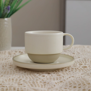 Quality Modern Ceramic Porcelain Cup Saucer <b>Set</b> Eco-Friendly Dishwasher <b>Microwave</b> Safe 200ml Capacity Customized Color Milk Gift - Product Image 5
