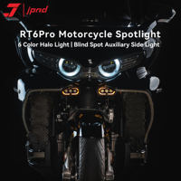 Feux auxiliaires de moto JPAD RT6Pro LED 6 couleurs, halo lumineux double, super lumineux 90W pour Great Wall Soul S2000
