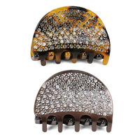Pince à cheveux en acrylique UME écologique ornée de strass, petite pince semi-circulaire pour usage quotidien féminin, accessoire capillaire