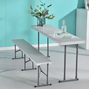 PE Blow Molding Indoor Outdoor Garden Park Training Furniture Strong Top <strong>Stable</strong> Leg Trestle Plastic Banquet Folding <strong>Table</strong> - Product Image 4