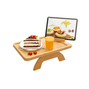 Natural Bamboo Couch Arm <b>Table</b> <b>Tray</b> with Phone Holder <b>Folding</b> Eco-Friendly Saving Space Perfect Gifts for Living Room Bedroom - Product Image 1