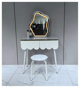 Modern Makeup <b>Vanity</b> Table With <b>Lighted</b> Mirror Storage Desk For Bedroom Furniture - Product Image 1