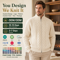 Cardigan en maille torsadée personnalisé pour homme, fermeture éclair intégrale, col montant, manches longues, veste tricotée vintage, tricot chaud, OEM ODM