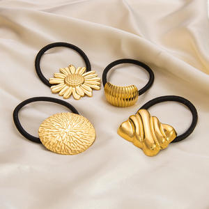 Coletero de Acero Inoxidable con Forma de Flor, Banda Elástica Redonda para Cola de Caballo, Uso Diario, FS71001 - Product Image 2