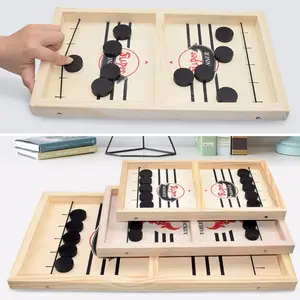 Jeu de société de bataille rapide Puck, de Table en bois, jouets interactifs, pour enfants et adultes, avec Hockey, de société