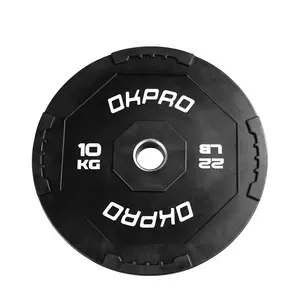 OKPRO peralatan Gym Gratis pelat berat Logo kustom 5 kg 10 kg 15 kg 20 kg 25 kg pelat Bumper warna-warni