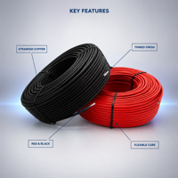Cable de Construcción de Cobre Estañado Trenzado con Aislamiento XLPO, Clasificación de 300V, Diámetro de 1-16mm2, Rollo Rojo y Negro para Cableado Doméstico