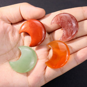 Ciondolo Fai-da-Te in Cristallo Rosa Naturale per Gioielli, Ornamenti Lunari Non Porosi da 30mm, Accessori in Agata <span class=keywords><strong>e</strong></span> Giada a Mezzaluna - Product Image 3