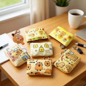 Graziosa borsa portamonete a forma di capibara 11,5x9 cm con portachiavi per donne e ragazze - Product Image 2