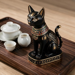 Décoration créative en résine rétro, motif chat noir égyptien, dieu du chat, texte égyptien, pour la maison, le bureau ou l'entrée, vente en gros - Product Image 3