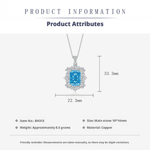 wholesale designer blue girls zircon bling Jewelry Copper CZ Flower Geometric Necklace and <b>Rings</b> <b>Set</b> <b>For</b> <b>Women</b> - Product Image 2