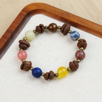Gelang Manik Bertema Kopi Retro Netral Trendi, 6 Model Gelang Berlapis Lembut dari Keramik, Batu Akik, dan Kayu untuk Kafe