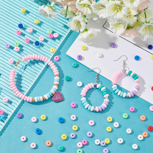 ลูกปัดดินโพลิเมอร์ขนาด 6 มม. จำนวน 450 ชิ้น ลูกปัดทรงรอนเดลล์ ลูกปัดเฮชิ 12 สี ชุดลูกปัดดิสก์ไวนิลสีคอตตอนชูการ์ - Product Image 4