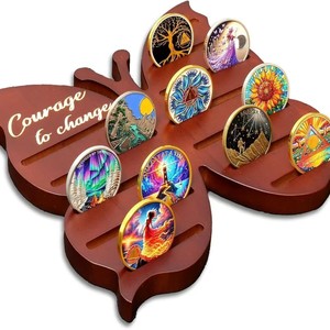 Wooden Commemorative Coin Shelf Multi Tiered Display Rack <b>Desktop</b> <b>Stand</b> For Collectible Coins Medal Organizer Retro Color - Product Image 1