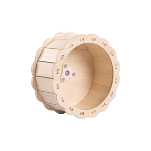 Roue pour hamster silencieuse et écologique en bois/bambou, design tournesol doré, jouet pour animaux de compagnie pour chiens, chats et petits animaux - Product Image 2