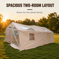 Tente de camping familiale gonflable portable et spacieuse, imperméable, 4-6 personnes, deux chambres, ouverture rapide, fenêtre de toit, logo personnalisé