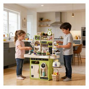 Kids Pretend Cooking Kitchen Toy Bench Refrigerator Sink <b>Storage</b> <b>Basket</b> Educational Exploration Family Joy Learning - Product Image 6