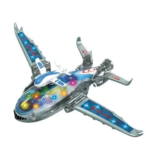 Samtoy B/O Plastic Transparent Small Friction Toy Plane Gear Toys for Kids with Light and Music