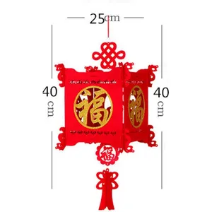 Linternas chinas rojas de Golden Fu, decoración de celebración, Festival, para Año Nuevo Chino, personalizadas, 2 piezas