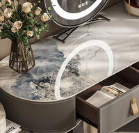 Coiffeuse professionnelle moderne en bois massif blanc avec miroir et 3 modes d'éclairage, pour chambre, appartement, hôtel