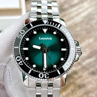 Montre de plongée verte T120 avec logo personnalisé OEM, mouvement ETA, aiguilles lumineuses, design minimaliste, montre mécanique Relogio Seastar