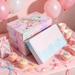 Caja de Envío Personalizada de Fábrica con Estampado de Unicornio, Cartón de Papel con Degradado Rosa y Azul para Joyería, Cosméticos, Ropa y Regalos - Product Image 5