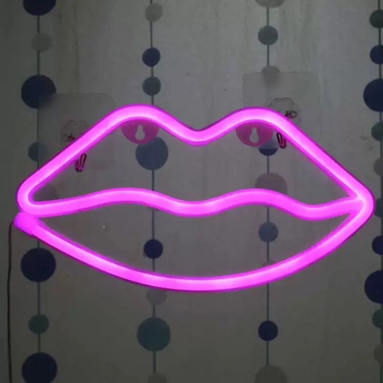 LED Lips Mouth Kiss Neon Light Lamp Sign For Desk Wall Decor Restaurant Bar Office