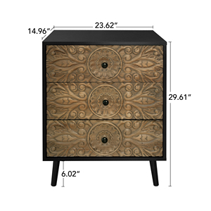 3 <b>Drawer</b> Cabinet American Style Wood Carved Design Bedroom Living Room Study <b>Storage</b> <b>Drawer</b> Unit - Product Image 5