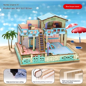 Puzzle 3D en bois Château de conte de fées Modèle d'assemblage fait main DIY Jouet éducatif Ornement Cadeau pour les enfants de 0 à 24 mois - Product Image 2