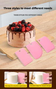 Juego de 3 piezas de silicona azul para repostería: cortador, espátula y alisador personalizado para pasteles y repostería - Product Image 5