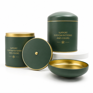 Lata de metal redonda con tapa de cúpula y borde dorado, lata de calidad alimentaria para almacenamiento de té y productos secos, color, patrón y logotipo personalizables. - Product Image 4