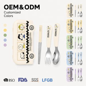 Juego <span class=keywords><strong>de</strong></span> Comida <span class=keywords><strong>para</strong></span> Bebés Moderno con Diseño <span class=keywords><strong>de</strong></span> Dibujos Animados, Cuchara Portátil Yuanbao y Palillos <span class=keywords><strong>para</strong></span> Alimentar a Bebés y Niños Pequeños - Product Image 1