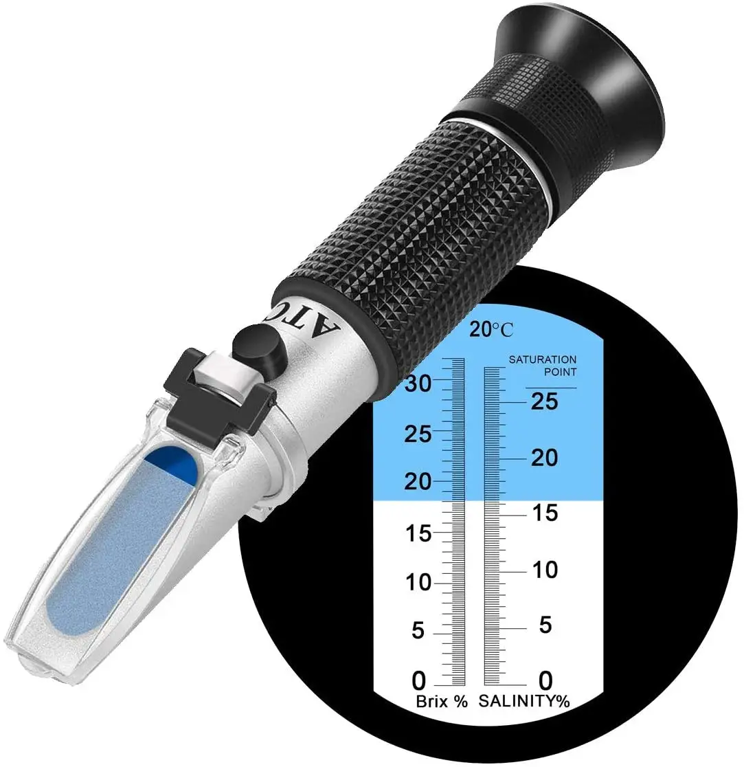 सबसे अच्छा बिक्री 2 में 1 ब्रिक्स चीनी और लवणता 0-32% ब्रिक्स Refractometer/0-28% के लिए लवणता सूप सोया सॉस केचप आदि