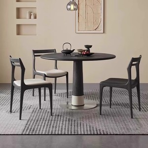 Chaise de salle à manger en bois de frêne nordique avec assise en cuir noir et revêtement en cuir, chaise de salle à manger en bois massif - Product Image 4