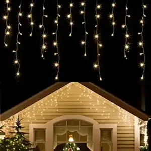 Lampu Tirai Led Tahan Air IP44 Luar Ruangan Lampu Tali Es Festoon Lampu Pesta Taman Panggung Luar Ruangan Peri Natal