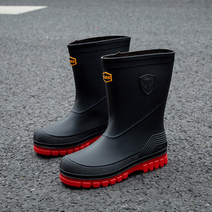 Botas de lluvia de trabajo de tubo medio de PVC para hombres, impermeables, duraderas, antideslizantes, zapatos de cocina de granja para hombres - Product Image 6