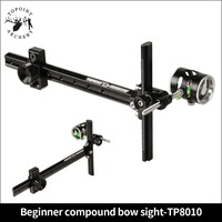 Visée de tir à l'arc Topoint TP8010 CNC en aluminium pour arc composé, avec barre d'extension de 8 pouces et lentille de grossissement 4X, compatible gaucher/droit, pour accessoires d'arc