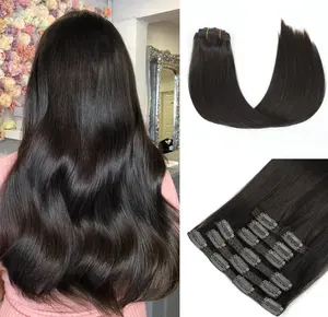 Factory Price Thick Human Hair Clip In Extensions Lace Clip In Curly Hair Extensions For Woman
