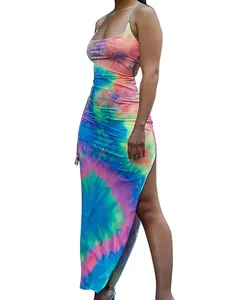 Wholesale Tie Dye Beach Dress Thailand Tie Dye Dress Tie Dye Print Fabric Dresses