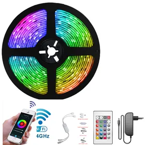 Kit de luzes inteligentes SMD 5050 2835 para decoração, kit de luzes flexível RGB coloridas e coloridas de alta qualidade com wi-fi e aplicativo