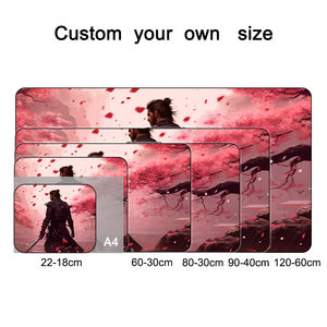 Tapis de souris de jeu XXL personnalisé en tissu jacquard imperméable, OEM, motif fleurs japonaises, avec bords cousus, base en caoutchouc - Product Image 2