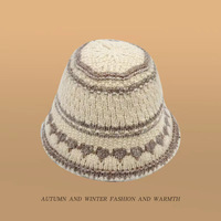 Automne hiver tricoté bloqué seau chapeau pour femmes à la mode dôme chaleur doux et polyvalent laine pêcheur chapeau
