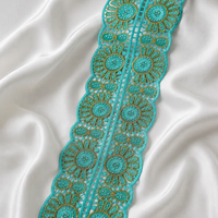 Bordure en dentelle polyester écologique africaine avec broderie personnalisée et strass 3D pour la décoration de robes, la confection de rubans et la broderie DIY