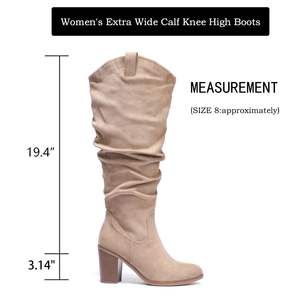 נשים אופנה הבוקרת אתחול רחב עגל רחב המערב גבוה גבוה העקב גבוה נוח צד רוכסן <span class=keywords><strong>bootie</strong></span> - Product Image 3