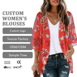 Cardigan <span class=keywords><strong>Kimono</strong></span> con stampa floreale OEM Factory da <span class=keywords><strong>donna</strong></span> con stampa floreale stile Casual Top Cardigan - Product Image 1