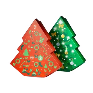 High Quality Custom Printing <b>Christmas</b> Tree Shape Gift Packaging Rigid <b>Box</b> with Ribbon - Product Image 4